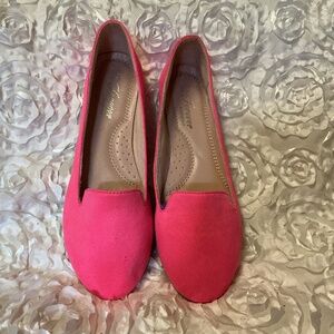Womens flats.  Very comfortable hot pink slip ons.